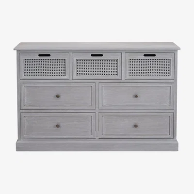 Dunelm Lucy Cane Grey 7 Drawer Chest Slate (Grey)