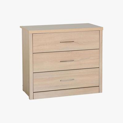 Dunelm Lennon Oak Effect 3 Drawer Chest Natural