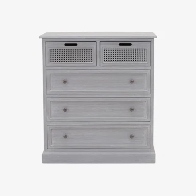 Dunelm Lucy Cane Grey 5 Drawer Chest Slate (Grey)