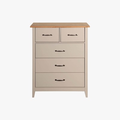 Dunelm Norfolk Grey Wide 5 Drawer Chest Grey