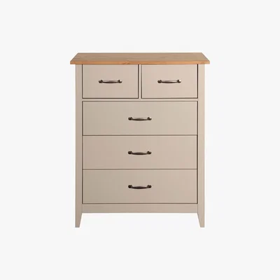 Dunelm Norfolk Grey Wide 5 Drawer Chest Grey