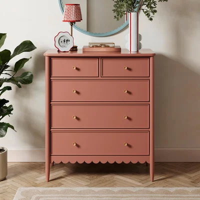 Dunelm Remi 5 Drawer Chest Red Clay