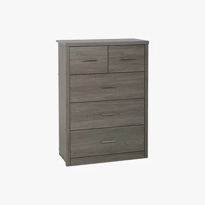 Dunelm Lennon Grey 5 Drawer Chest Black