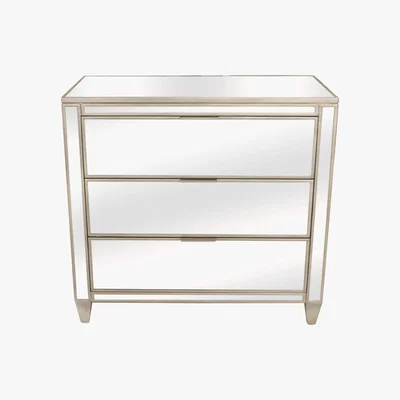 Dunelm Fitzgerald Mirrored 3 Drawer Chest Silver