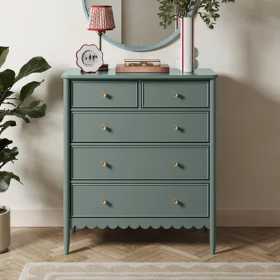 Dunelm Remi 5 Drawer Chest Green