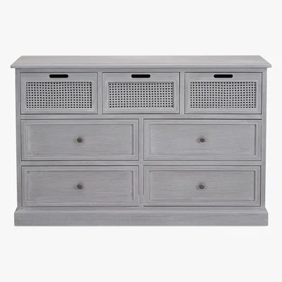 Dunelm Lucy Cane Grey 7 Drawer Chest Slate (Grey)