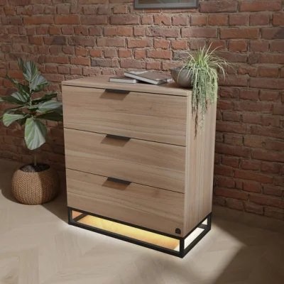 Dunelm X Rocker Denver 3 Drawer Chest with App Controlled LED Lights