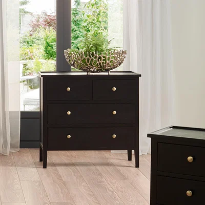 Dunelm Pacific Chelmsford 4 Drawer Chest, Black Painted Pine Black