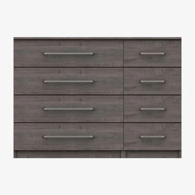 Dunelm Parker Grey 8 Drawer Wide Chest Grey