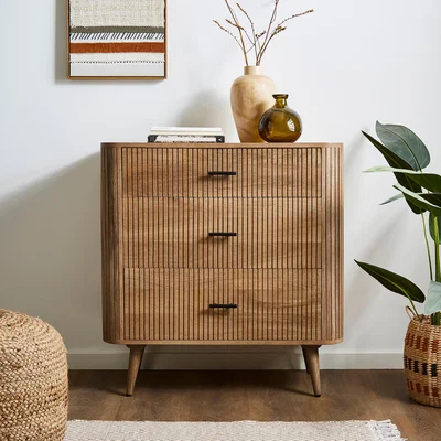 Dunelm Leona 3 Drawer Chest, Mango Wood Natural