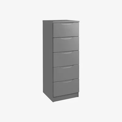 Dunelm Legato Grey 5 Drawer Tallboy Grey