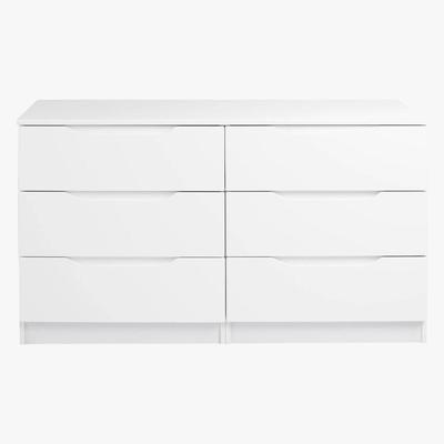 Dunelm Legato White Gloss 6 Drawer Wide Chest White