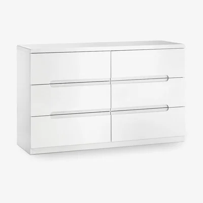 Dunelm Manhattan White Wide 6 Drawer Chest White