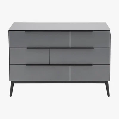 Dunelm Monroe Glass 6 Drawer Chest Grey