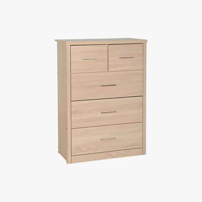 Dunelm Lennon Oak Effect 5 Drawer Chest Natural