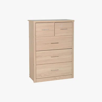 Dunelm Lennon Oak Effect 5 Drawer Chest Natural