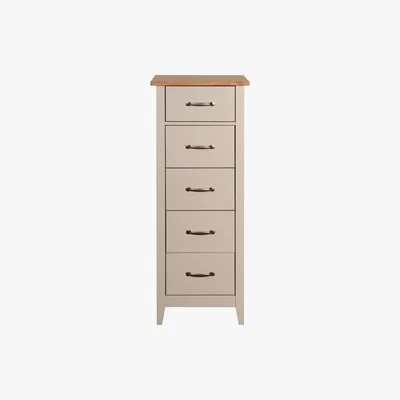 Dunelm Norfolk Grey 5 Drawer Chest Grey