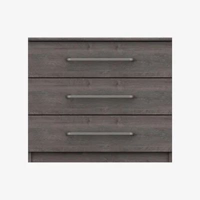 Dunelm Parker Grey 3 Drawer Chest Dark Grey