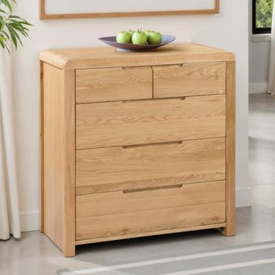 Dunelm Return - Curve 5 Drawer Chest, Oak