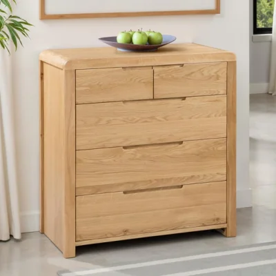Dunelm Return - Curve 5 Drawer Chest, Oak