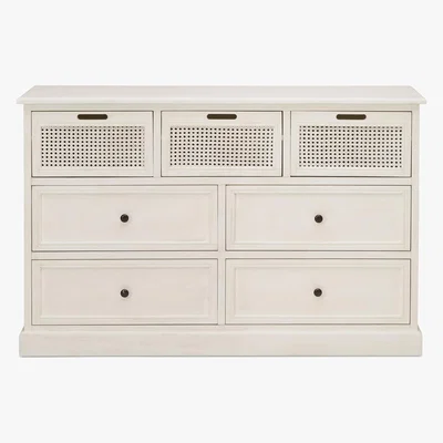 Dunelm Lucy Cane Cream 7 Drawer Chest White