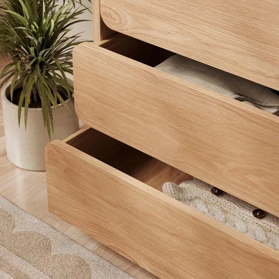 Dunelm Bennett 3 Drawer Chest, Light Oak Wood (Brown)
