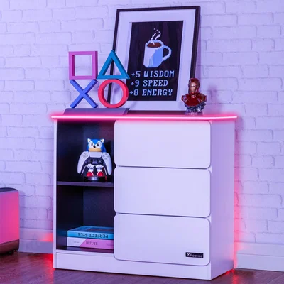 Dunelm X Rocker White Carbon Tek Chest of Drawers with Neo Fibre LED White