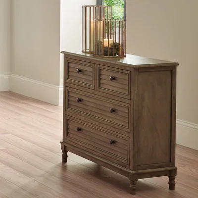 Dunelm Pacific Ashwell 4 Drawer Chest, Taupe Pine Brown