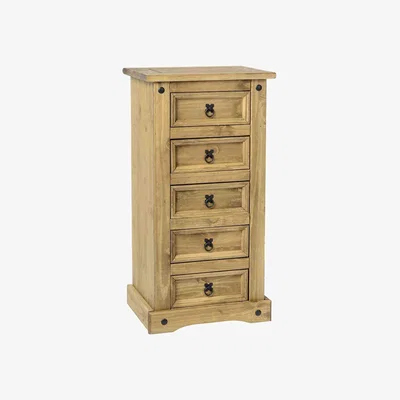 Dunelm Premiere Corona 5 Drawer Narrow Chest Brown