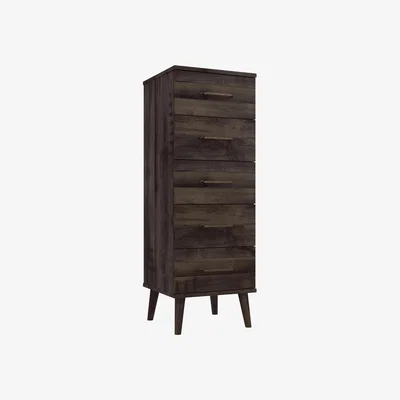 Furniture Village London Bedrooms - Finchley 5 Drawer Tallboy - Italian Dark Oak