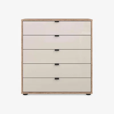 Furniture Village Wiemann - Hong Kong 80cm 5 Drawer Chest with Glass Drawers - Champagne