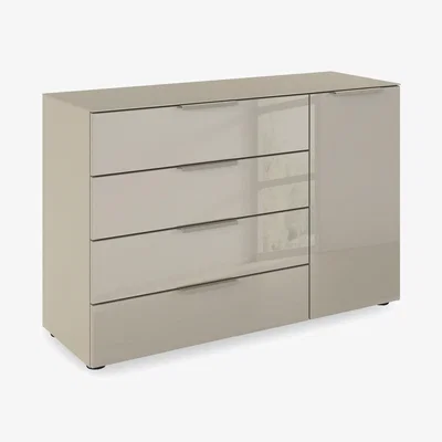 Furniture Village Rauch - Haven 4 Drawer 1 Door Glass Chest with Glass Top and Front