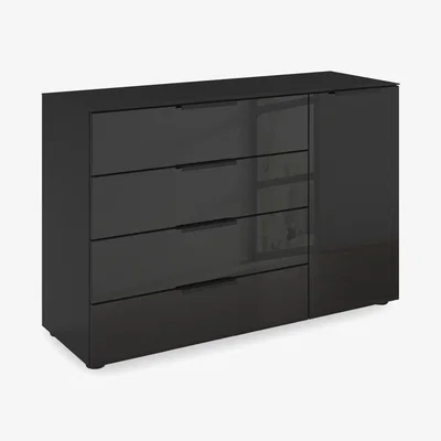 Furniture Village Rauch - Haven 4 Drawer 1 Door Décor Chest with Glass Front