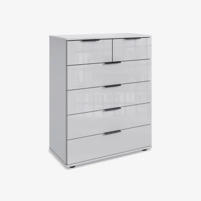Furniture Village Wiemann - Antoni 6 Drawer Decor Chest with Glass Drawers - White