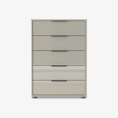 Furniture Village Wiemann - Instinct 60cm 5 Drawer Glass Chest - Pebble Grey - Bedroom Furniture - In Time for Christmas