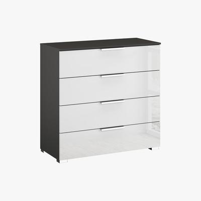 Furniture Village Rauch - Formes Glass 4 Drawer Wide Chest - White
