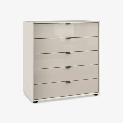 Furniture Village Wiemann - Amara 5 Drawer 80cm Glass Chest - Champagne