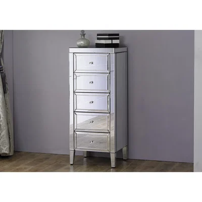 Furniture Village Francesca 5 Drawer Narrow Chest - Silver