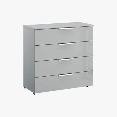 Furniture Village Rauch - Formes Glass 4 Drawer Wide Chest - Grey