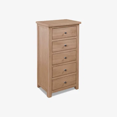 Furniture Village Grace Oak 5 Drawer Narrow Chest