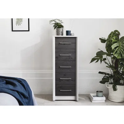 Furniture Village London Bedrooms - Paddington 5 Drawer Narrow Chest - Black