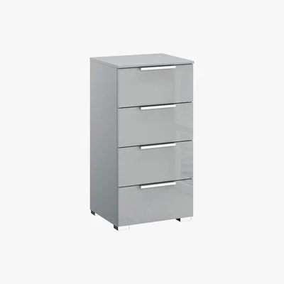 Furniture Village Rauch - Formes Glass 4 Drawer Narrow Chest - Grey