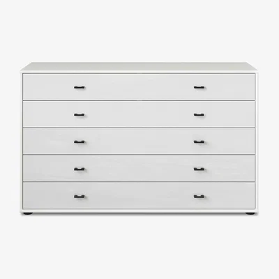 Furniture Village Wiemann - Dallas 141cm 5 Drawer Glass Chest