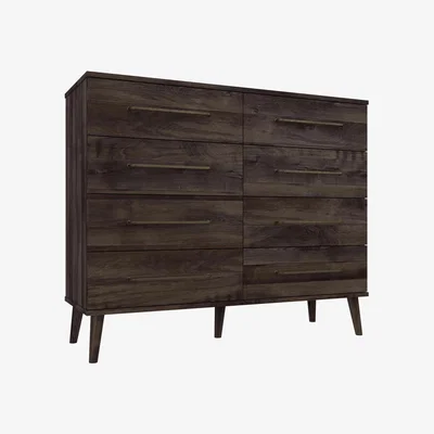 Furniture Village London Bedrooms - Finchley 8 Drawer Chest - Italian Dark Oak