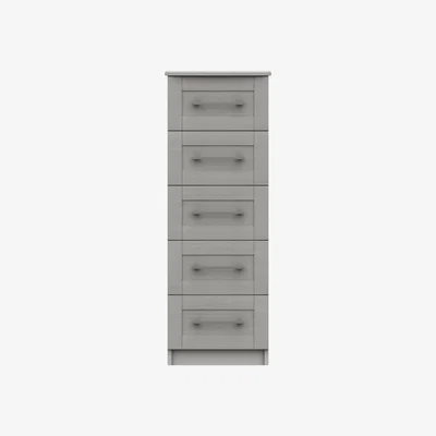 Furniture Village London Bedrooms - Fenchurch 5 Drawer Narrow Chest - Grey