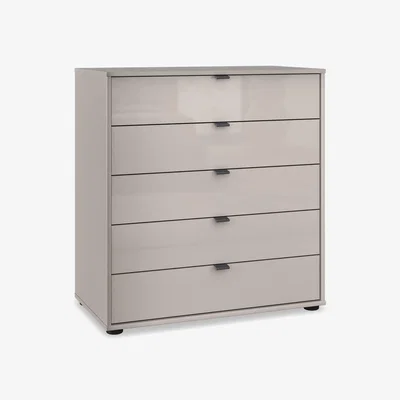 Furniture Village Wiemann - Amara 5 Drawer 80cm Glass Chest - Pebble Grey
