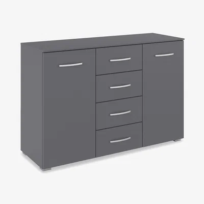 Furniture Village Rauch - Impulse 2 Door 4 Drawer Chest - Metallic Grey