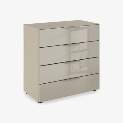 Furniture Village Rauch - Haven 80cm 4 Drawer Chest with Glass Top and Front