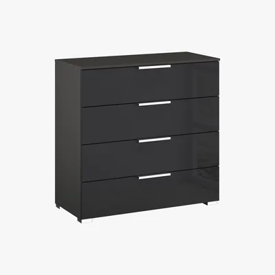 Furniture Village Rauch - Formes Glass 4 Drawer Wide Chest - Black