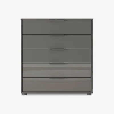 Furniture Village Wiemann - Instinct 80cm 5 Drawer Glass Chest - Bedroom Furniture - In Time for Christmas